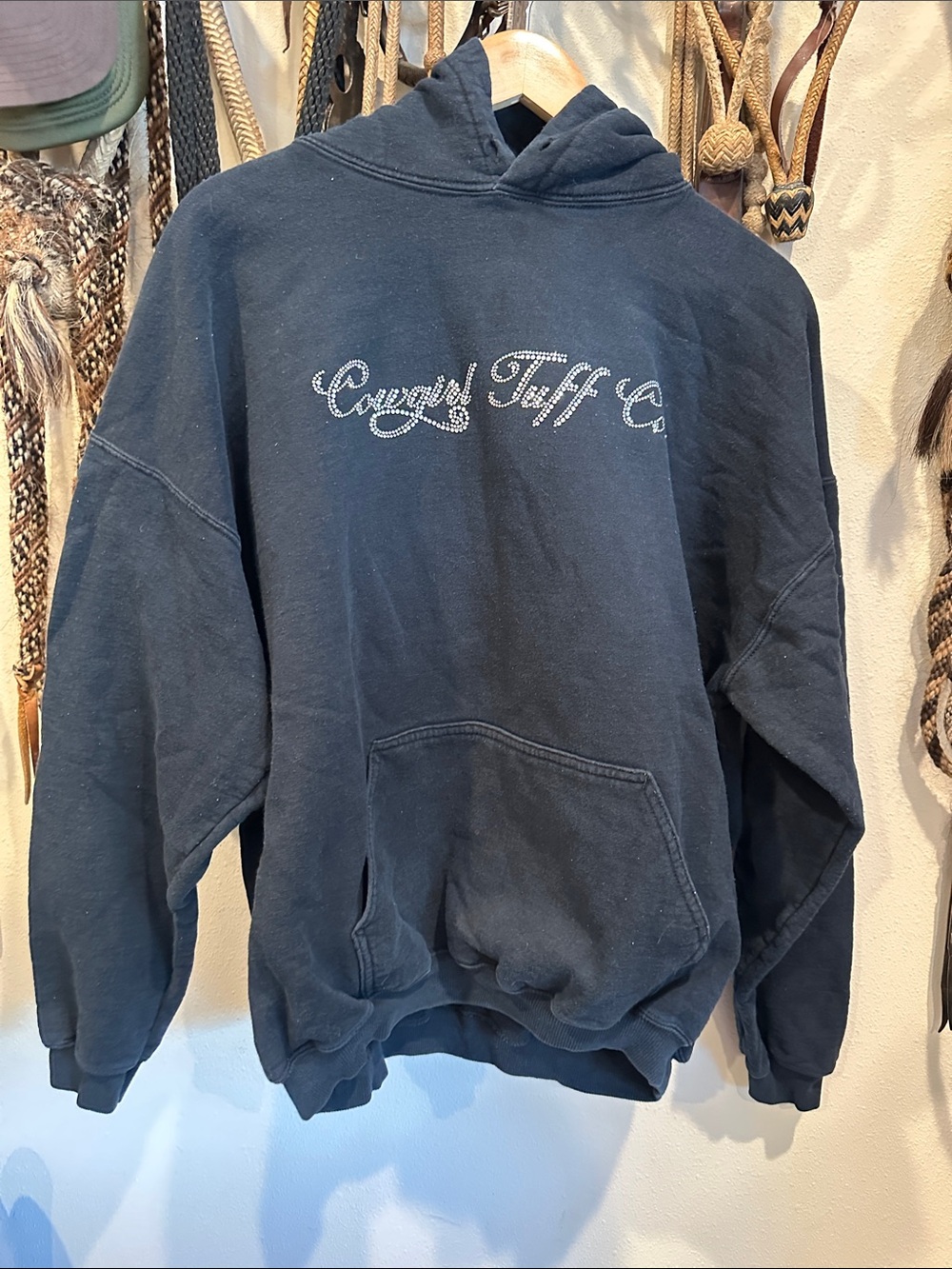 Cowgirl Tuff Black Pullover Hoodie with Script Logo